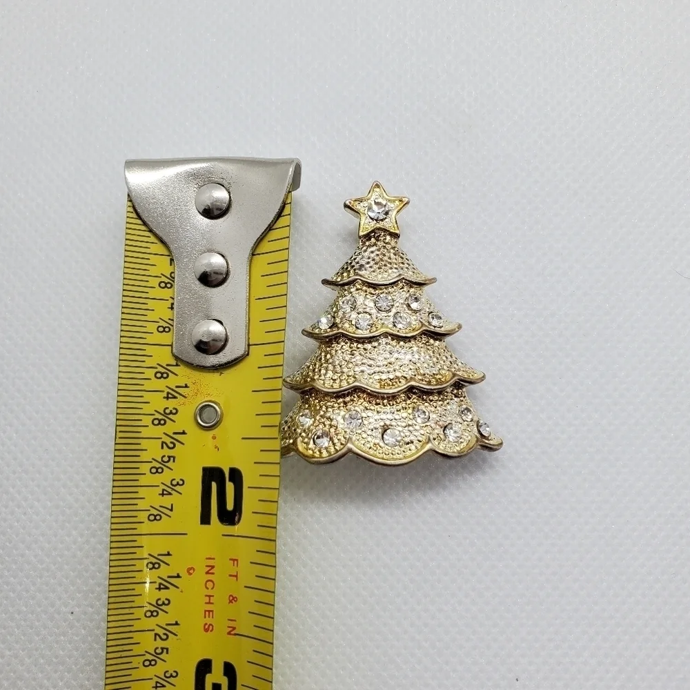 White and Gold Color CHRISTMAS TREE PIN BROOCH
